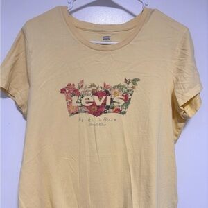 Levi's Yellow Tee with Floral Logo